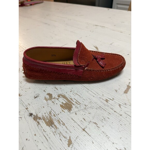 Tod’s Gommino Red Suede Driving Loafer Moccasins Tasseled Kilted EUR 37.5 US 7.5 - Picture 3 of 12